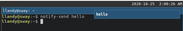 notification showing hello